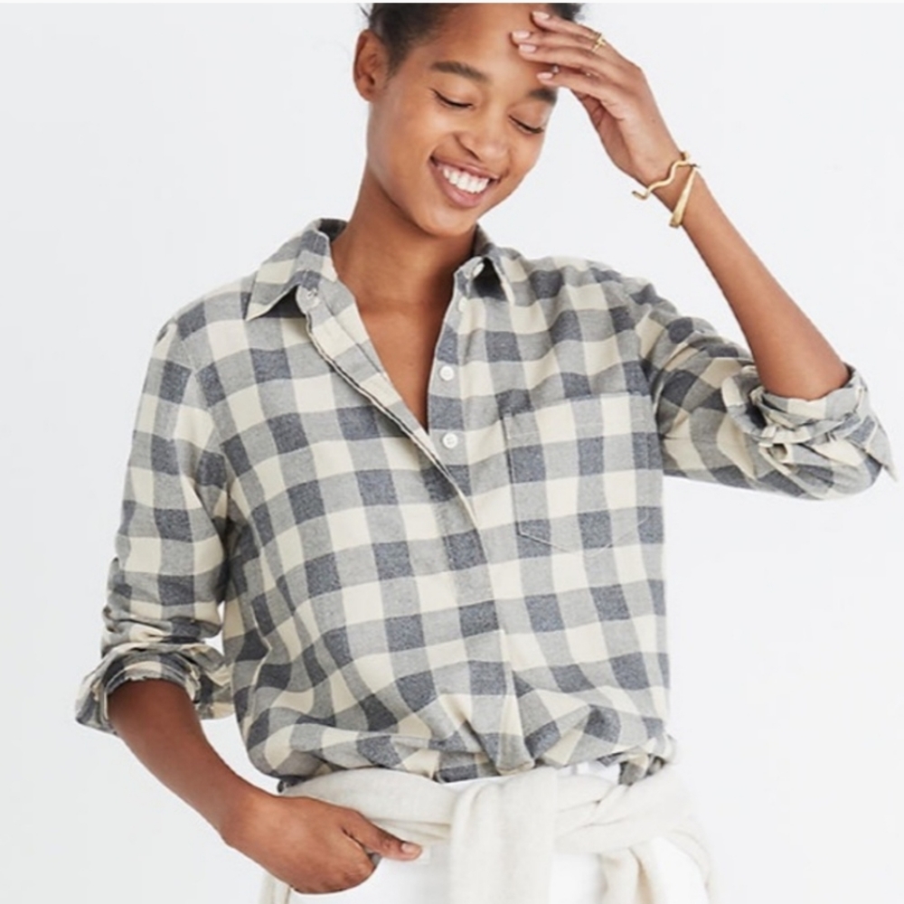 📸Madewell Classic Ex-boyfriend Flannel Button Back Shirt in Buffalo Check